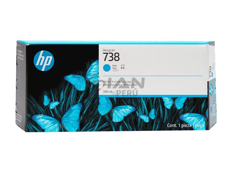 El Cartucho de Tinta Hp 676M6A Cyan 738, Es Compatible Con Impresoras Plotter Hp DesignJet T850 / T950 MFP Series, Volumen 300 Mililitros. 
