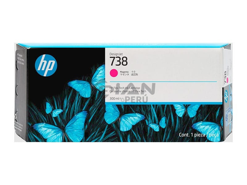 El Cartucho de Tinta Hp 676M7A Magenta 738, Es Compatible Con Impresora e Plotter Hp DesignJet T850 / T950 MFP Series, Volumen 300ml.