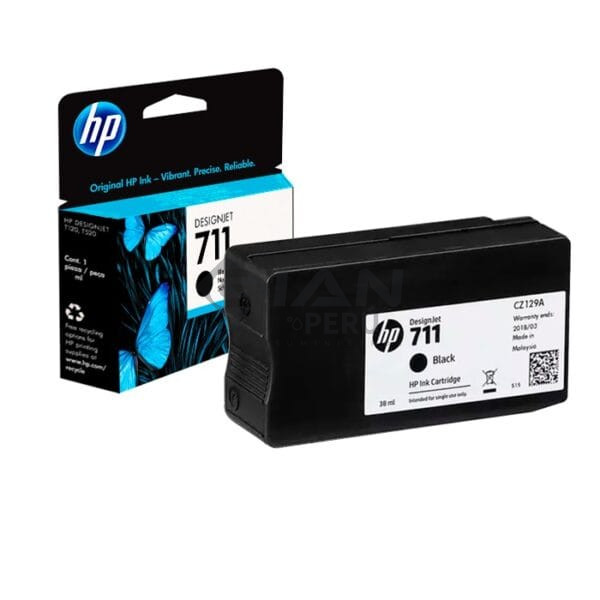 El Cartucho de Tinta Hp CZ129AL Black 711, Es Compatible Con Impresora Plotter Hp DesignJet T120 / T520 , Volumen De Tinta 38ml.