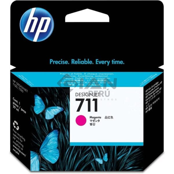 El Cartucho de Tinta Hp CZ131AL Magenta 711, Es Compatible Con Impresora Plotter Hp DesignJet T120 / T520, Volumen De Tinta 29ml.
