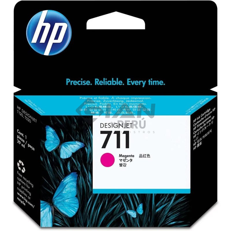 El Cartucho de Tinta Hp CZ131AL Magenta 711, Es Compatible Con Impresora Plotter Hp DesignJet T120 / T520, Volumen De Tinta 29ml.