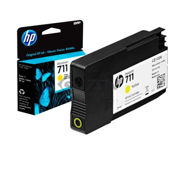 El Cartucho de Tinta Hp CZ132AL Yellow 711, Es Compatible Con Impresora Plotter Hp DesignJet T120, T520, Volumen De Tinta 29ml.