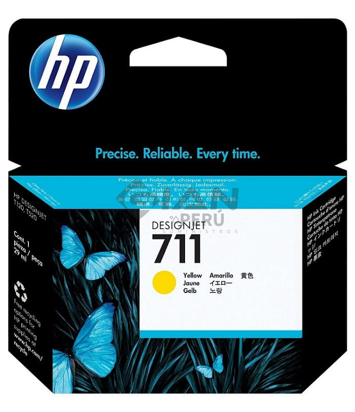El Cartucho de Tinta Hp CZ132AL Yellow 711, Es Compatible Con Impresora Plotter Hp DesignJet T120, T520, Volumen De Tinta 29ml.