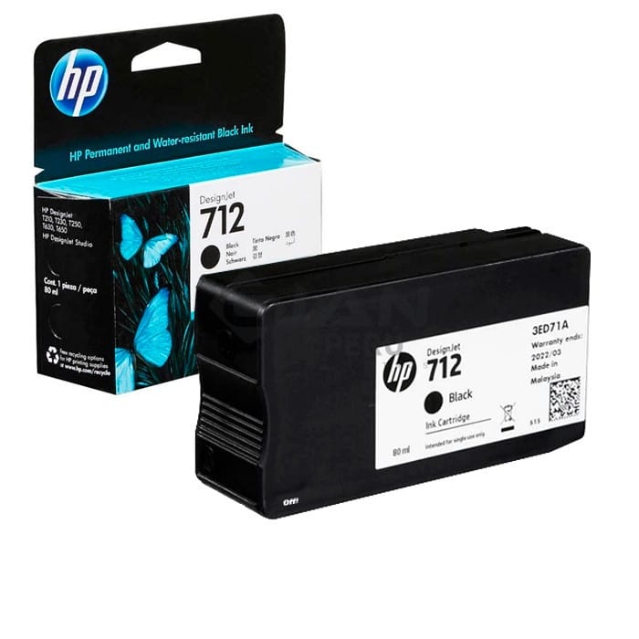El Cartucho de Tinta Hp CZ133AL Negro 711, Es Compatible Con Impresora e Plotter Hp DesignJet T120 / T520 Series, Volumen De Tinta 80ml.