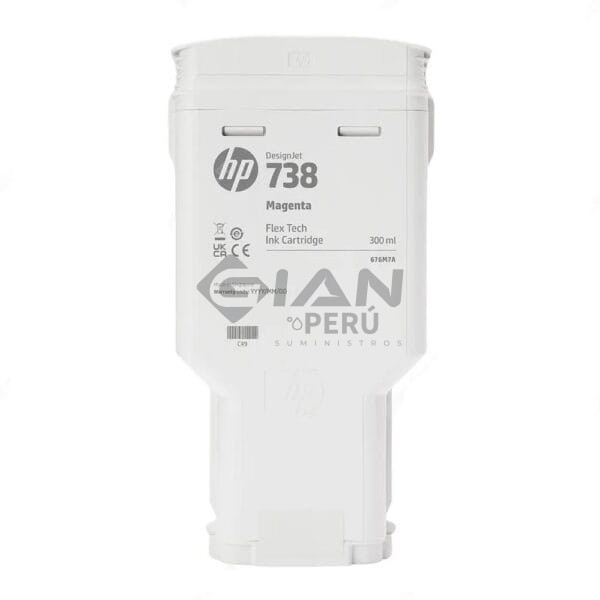 El Cartucho de Tinta Hp 676M7A Magenta 738, Es Compatible Con Impresora e Plotter Hp DesignJet T850 / T950 MFP Series, Volumen 300ml.