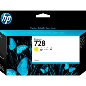 El Cartucho de Tinta Hp F9J65A d.j. Yellow 728, Es Compatible Con Impresora e Plotter Hp DesignJet T730 / T830 MFP Series, Volumen 130ml.