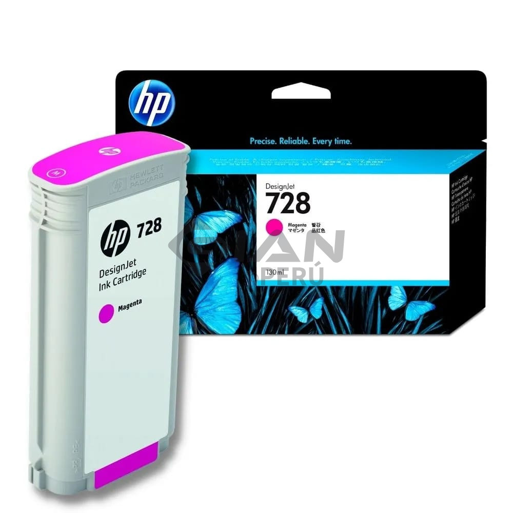 El Cartucho de Tinta Hp F9J66A Magenta 728, Es Compatible Con Impresora e Plotter Hp DesignJet T730 / T830 MFP Series, Volumen 130ml. 
