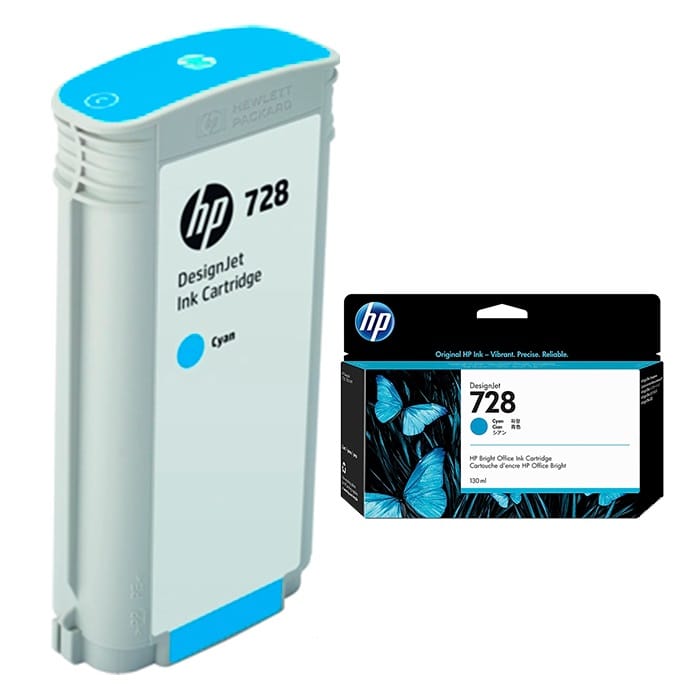 El Cartucho de Tinta Hp F9J67A Cyan 728, Es Compatible Con Impresora e Plotter Hp DesignJet T730 / T830 MFP Series, Volumen 130ml. 
