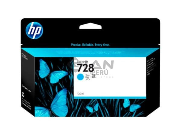 El Cartucho de Tinta Hp F9J67A Cyan 728, Es Compatible Con Impresora e Plotter Hp DesignJet T730 / T830 MFP Series, Volumen 130ml. 
