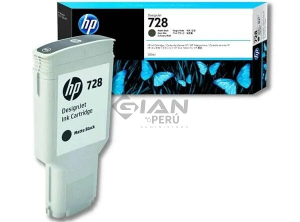 El Cartucho de Tinta Hp F9J68A Negro 728, Es Compatible Con Impresora e Plotter Hp DesignJet T730 / T830 MFP Series, Volumen 300 Mililitros.