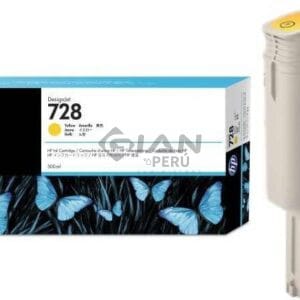 El Cartucho de Tinta Hp F9K15A Yellow 728, Es Compatible Con Impresora e Plotter Hp DesignJet T730 / T830 MFP Series, Volumen 300 Mililitros. 