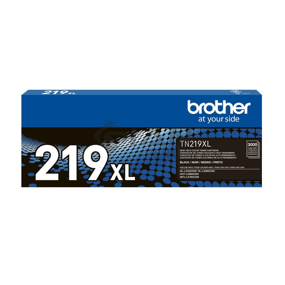 El Cartucho Toner Brother TN-219XLBK Black, Es Compatible Con Impresora Brother L3560, L3760, L3280, Con Rendimiento 3,000 Páginas.