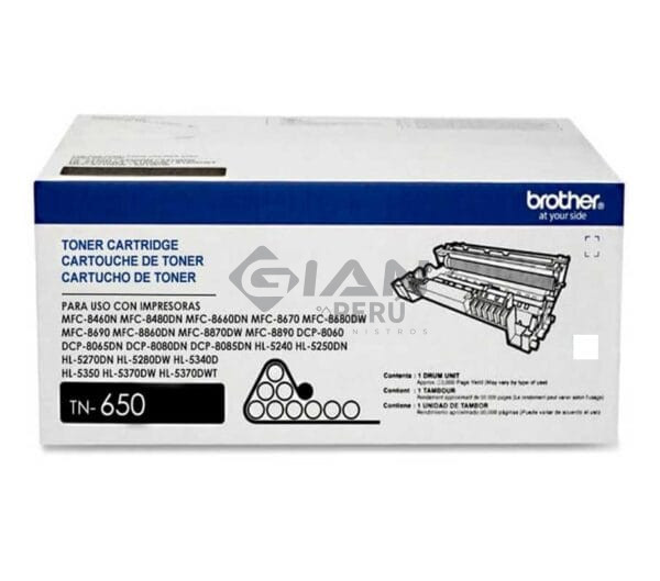 El Cartucho de Toner Brother TN-650 Black, Es Compatible Con Impresora Brother HL-5340/ MFC-8890DW, Con Rendimiento 8,000 Páginas.