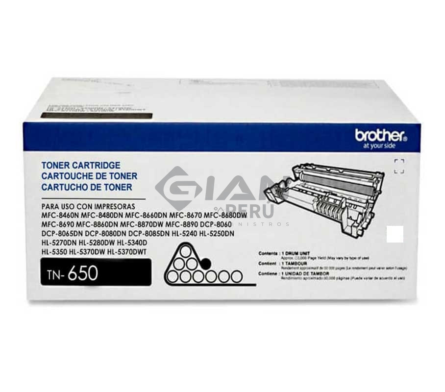 El Cartucho de Toner Brother TN-650 Black, Es Compatible Con Impresora Brother HL-5340/ MFC-8890DW, Con Rendimiento 8,000 Páginas.