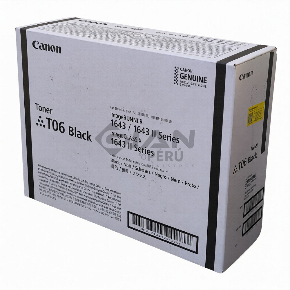 El Cartucho Toner Canon T06, Es compatible con los siguientes modelos Canon ImagRUNNER 1643P/ 1643i II/ 1643if II Negro, 20,500 Páginas.