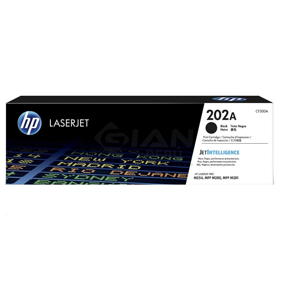 El Cartucho Toner Hp 202A Negro CF500A, Es Compatible Con Impresora Hp Color Laserjet Pro M254/ MFP M280/ MFP M281, 1400 Páginas.