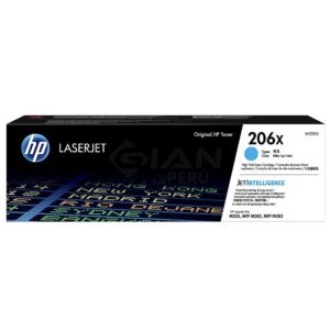 El Cartucho Tóner Hp 206X Cyan W2111X, Es Compatible Con Impresora Hp Color LaserJet Pro M255 / M283, Rendimiento 2,450 Págs.