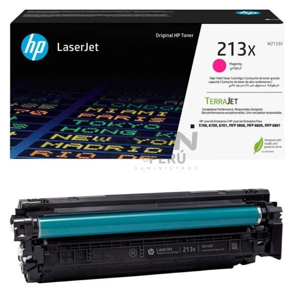 El Cartucho Hp 213X W2133X Magenta, Es Compatible Con LaserJet Enterprise 5700dn / 6700dn / 6701dn / MFP 5800dn / 6800d. 6,000 Páginas.