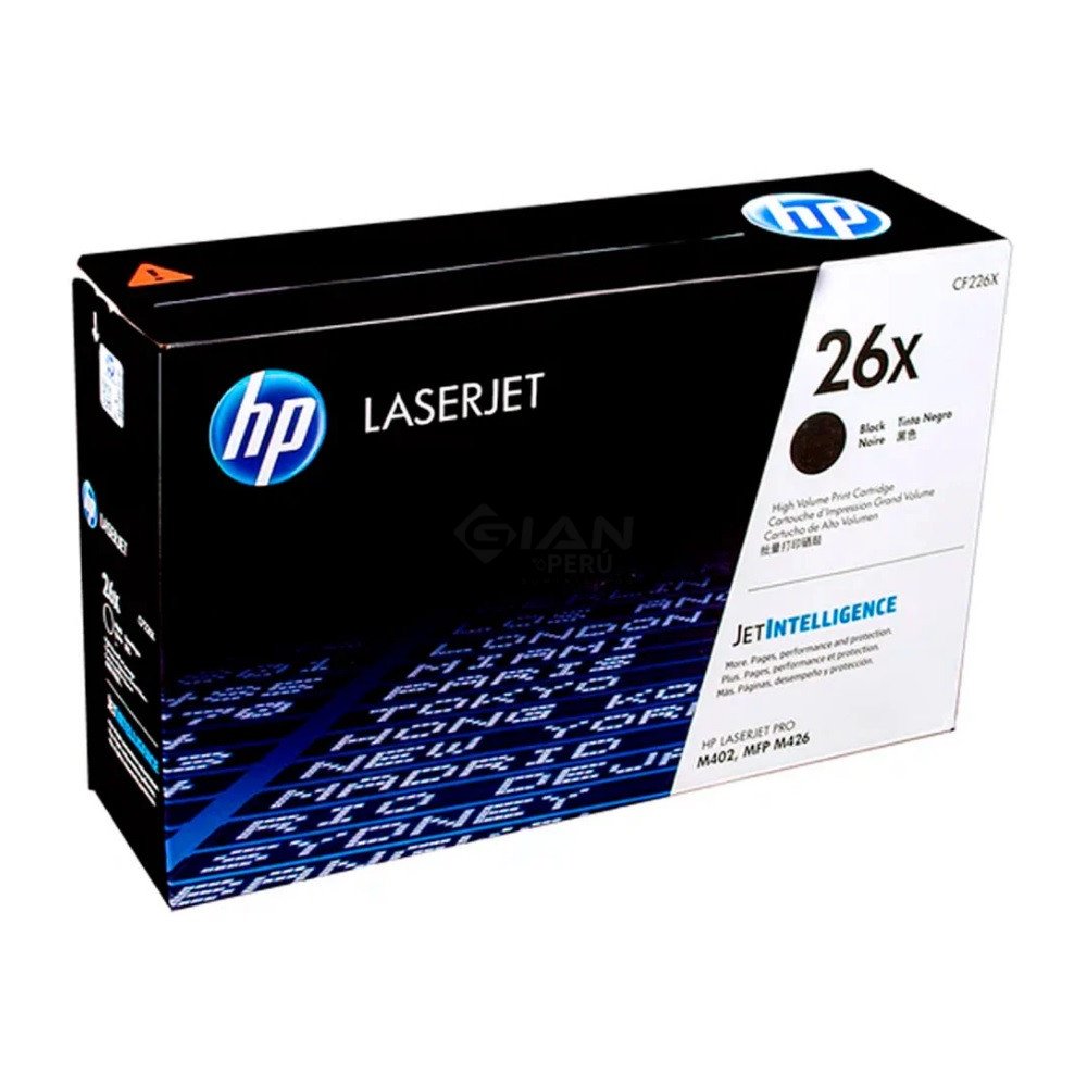 Compra el Tóner HP CF226X 26X Negro Original de alto rendimiento. Para con HP LaserJet Pro M402 y M426. Envíos a todo Perú.