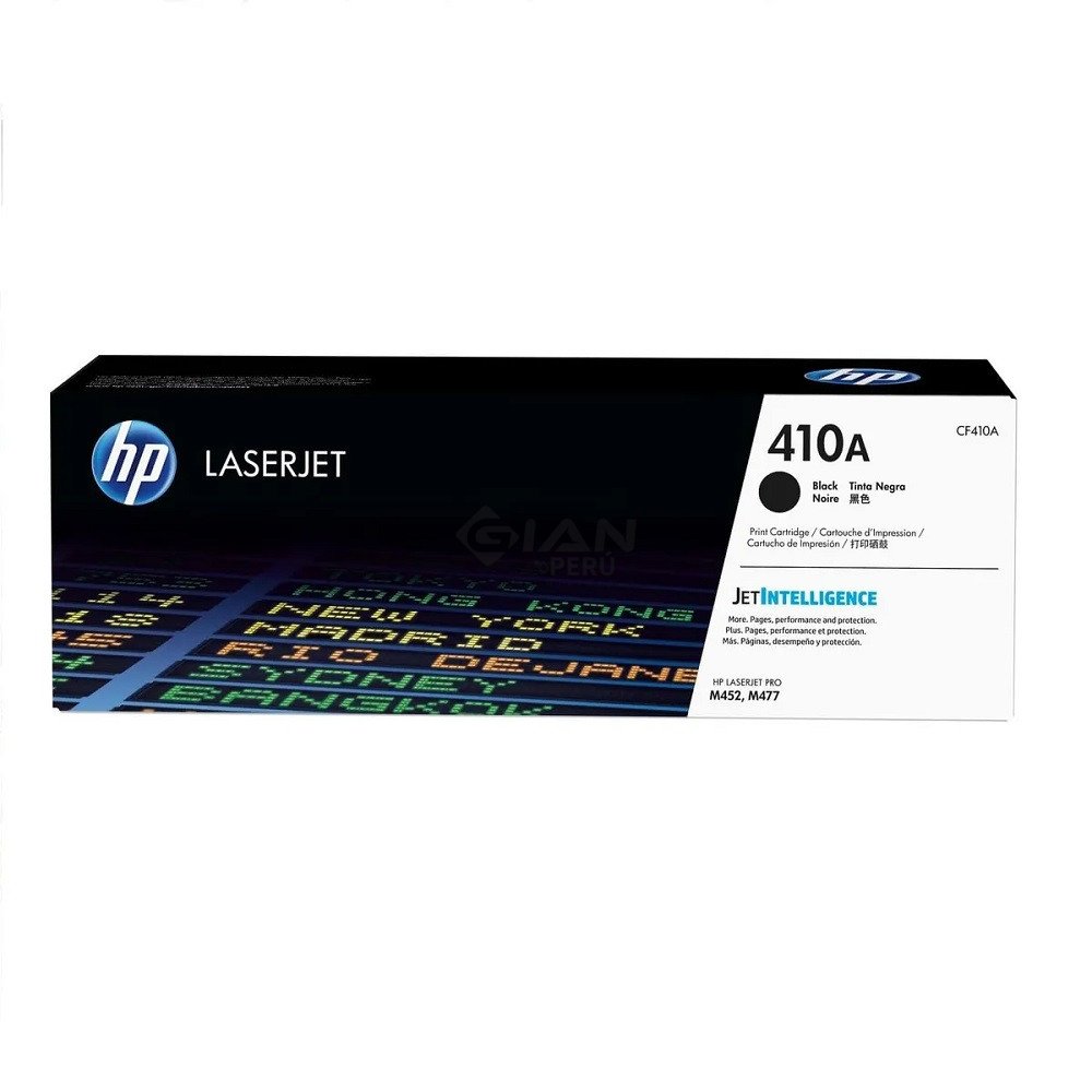 Compra Tóner HP 410A Negro CF410A Original. Rendimiento aprox. 2,300 páginas y compatible con HP M377, M452 y M477.