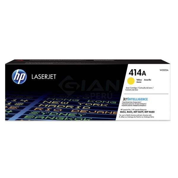 El Cartucho Toner Hp 414A Yellow W2022A , Es Compatible Con Impresora Hp Color LaserJet Pro M454dw, MFP M479fdw, 2,100 Páginas.
