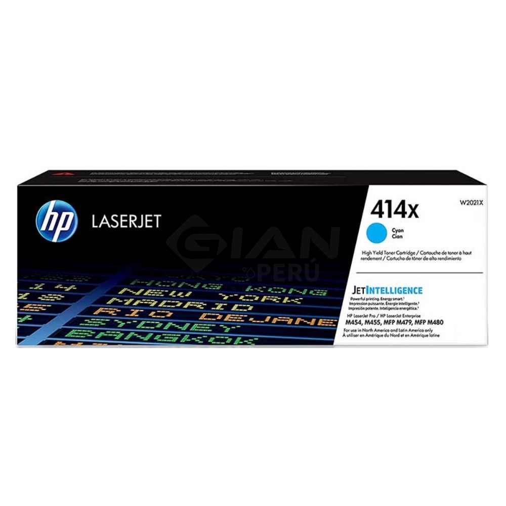 El Cartucho Toner Hp 414X Cyan W2021X , Es Compatible Con Impresora Hp Color LaserJet Pro M454dw, MFP M479dw, 6,000 Páginas.
