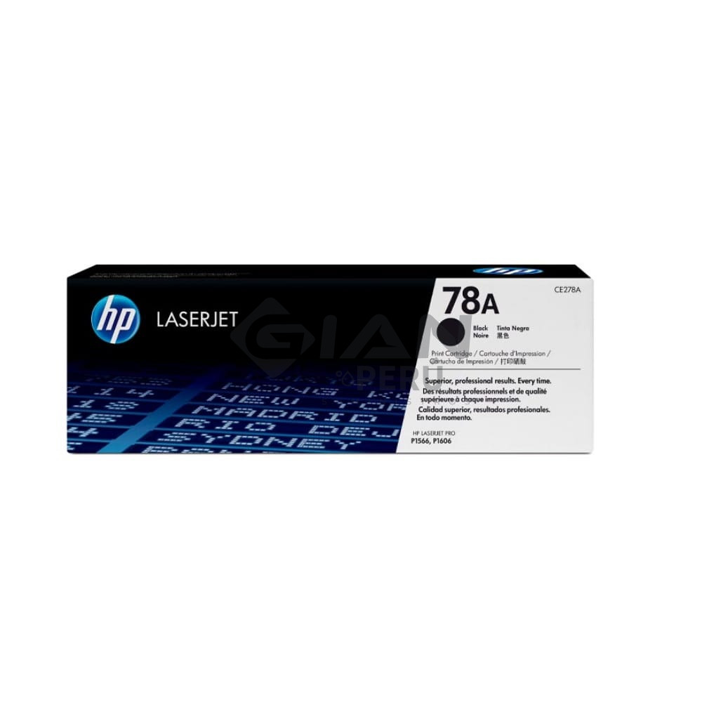 El Cartucho Toner Hp CE278A Black 78A, Es Compatible Con Impresora HP LaserJet Pro M1536, P1566, P1606, Con Rendimiento 2,100 Páginas.