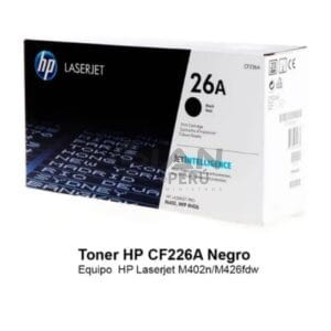 El Cartucho de Toner Hp CF226A 26A Negro, Es Compatible Con Impresoras hp Pro M402dn| M426dw | M426fdw Rendimiento De 3,100Páginas.