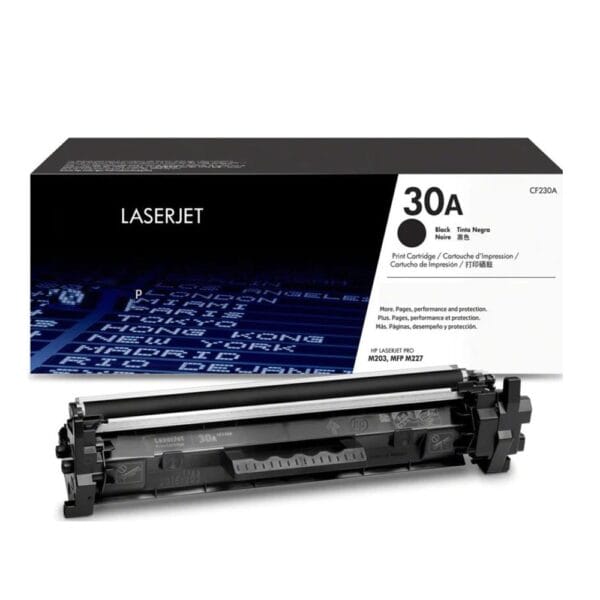 El Cartucho Toner Hp CF230A Black 30A, Es Compatible Con Impresora HP LaserJet Pro M203dw, M203dn, M227fdw, Negro 1,600 Páginas.