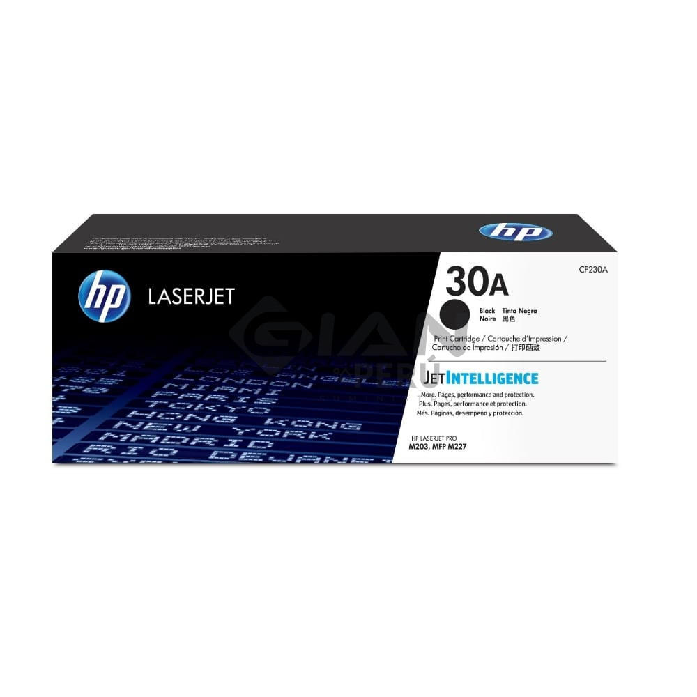 El Cartucho Toner Hp CF230A Black 30A, Es Compatible Con Impresora HP LaserJet Pro M203dw, M203dn, M227fdw, Negro 1,600 Páginas.