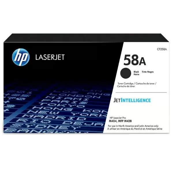 El Cartucho de Toner Hp CF258A 58A Negro, Para Impresoras LaserJet Enterprise M404dw, M430f, m428 Con Rendimiento: 3.000 Páginas,