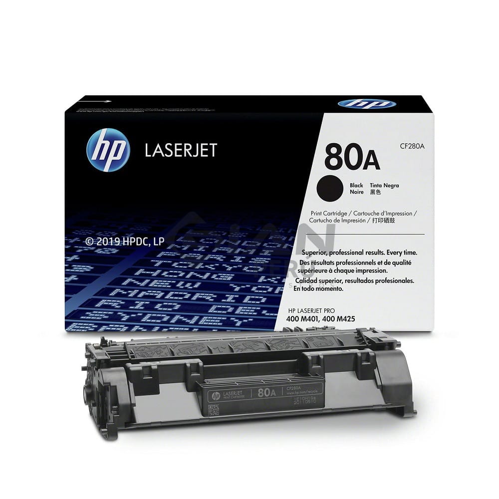 El Cartucho Toner Hp CF280A Black 80A, Es Compatible Con Impresora HP LaserJet M401N, M425DN, Con Rendimiento 2,700 Páginas.