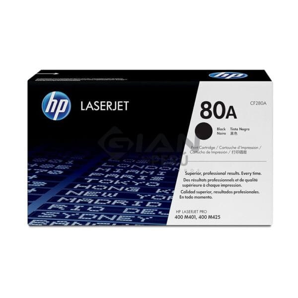 El Cartucho Toner Hp CF280A Black 80A, Es Compatible Con Impresora HP LaserJet M401N, M425DN, Con Rendimiento 2,700 Páginas.