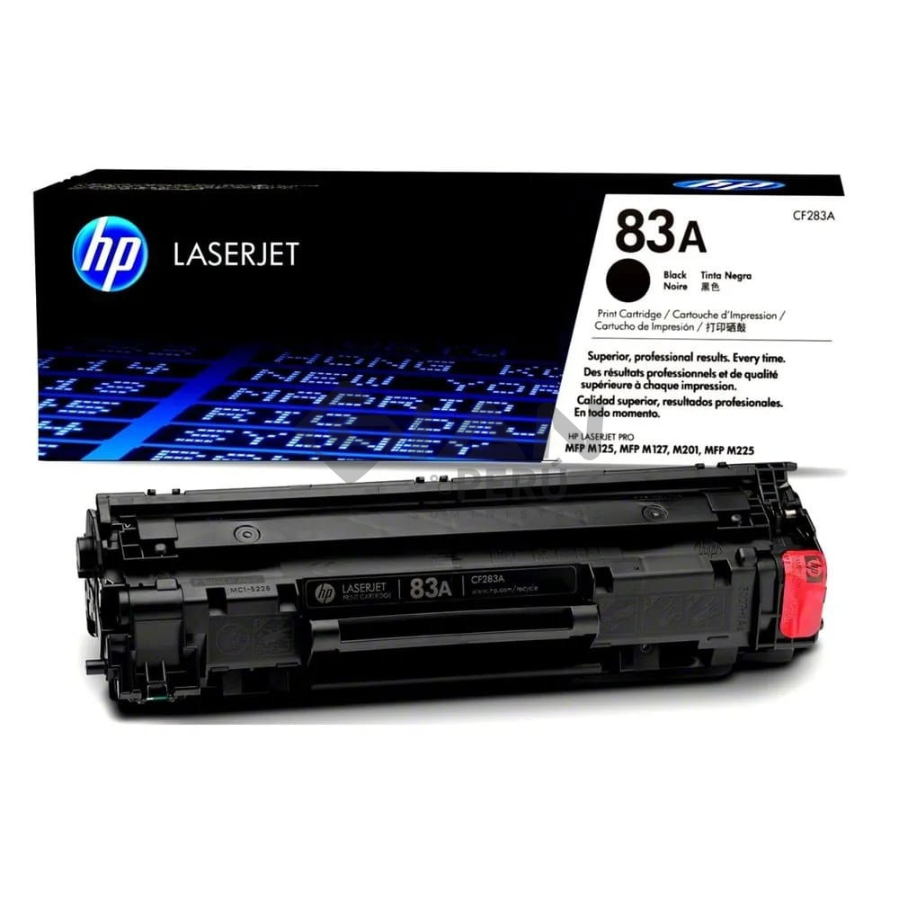 El Cartucho Toner Hp CF283A Black 83A, Es Compatible Con Impresora Hp LaserJet M125, M127, M201n, M215, M225dw, Negro 1,500 Páginas.