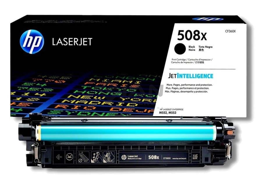 El Cartucho Toner Hp CF360X Black 508X, Es Compatible Con Impresora Hp LaserJet Enterprise M552/M553dn/M553dh/M577dn,12,500 Páginas.