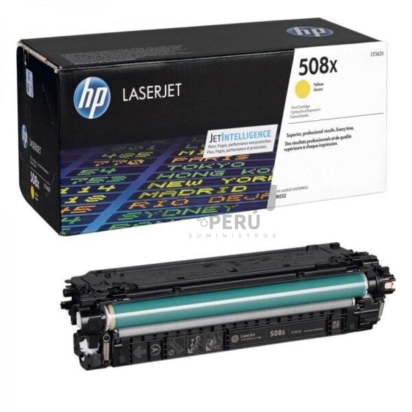El Cartucho Toner Hp CF362X Yellow 508X, Es Compatible Con Impresora Hp LaserJet Enterprise M552/M553dn/M553dh/M577dn, 9,500 Páginas.