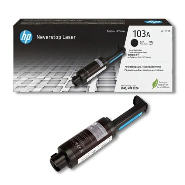 El Cartucho Toner Hp W1103A Black 103A, Es Compatible Con Impresora HP Laser Neverstop 1000a, 1200, 1202, Negro 2,500 Páginas.