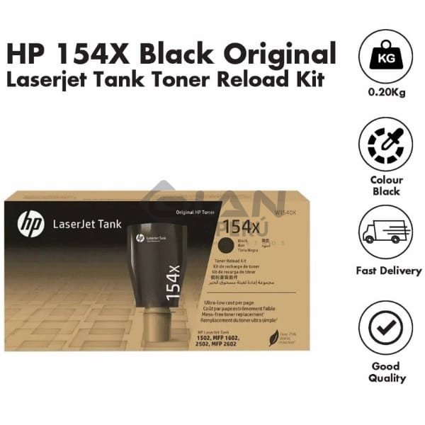 El Cartucho de Toner Hp W1540X 154X Negro, Es Compatible Con Impresoras hp 1502/2502/ MFP 1602W/2602SDW,Rendimiento 5,000 Páginas.