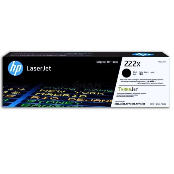 Toner HP W2220X 222X Negro, Para impresoras LaserJet Pro 3201 |3204| 3303 |MFP 3288DN |3388SDW |3388FDW, Rendimiento 3,200 Págs.