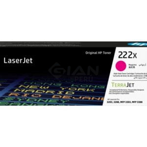 Toner HP W2223X 222X Magenta, Para impresoras LaserJet Pro 3201 |3204| 3303 |MFP 3288DN |3388SDW |3388FDW, Rendimiento 2500 Págs.