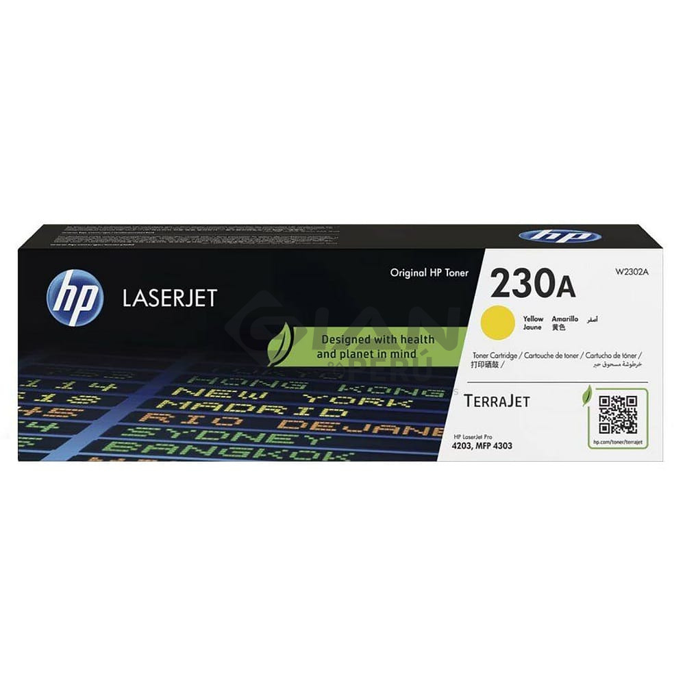 El Cartucho de Toner Hp 230A Yellow W2302A, Es Compatible Con Impresora Hp LaserJet Pro 4203, 4303FDW, Rendimiento 1,800 Págs.