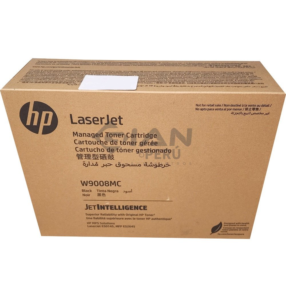 El Cartucho Toner Hp W9008MC Managed Color LaserJet, Es Compatible con Impresora MFP E50145DN/ E52645DN/ Flow E52645C 23,000 págs.