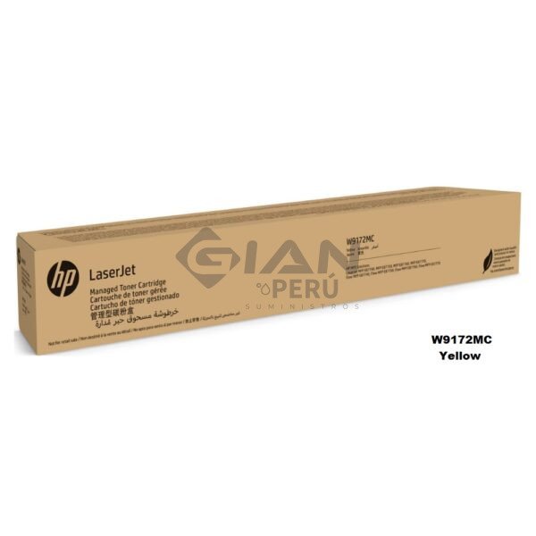 El Cartucho Toner Hp W9172MC Color Yellow LaserJet, Es Compatible con Impresora Managed Flow MFP E77822 / E77830 Black 45,000 páginas.