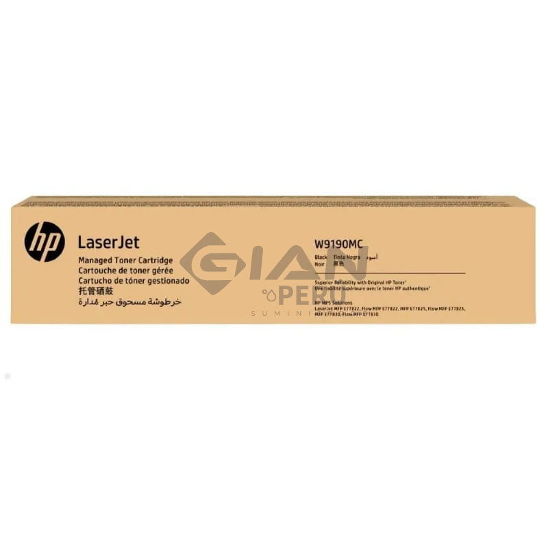 El Cartucho Toner HP W9190MC Negro, Es Compatible Con Impresoras Managed E77825DN/ E77822Z / MFP E77825z/ E77830z, 29,000 Págs.