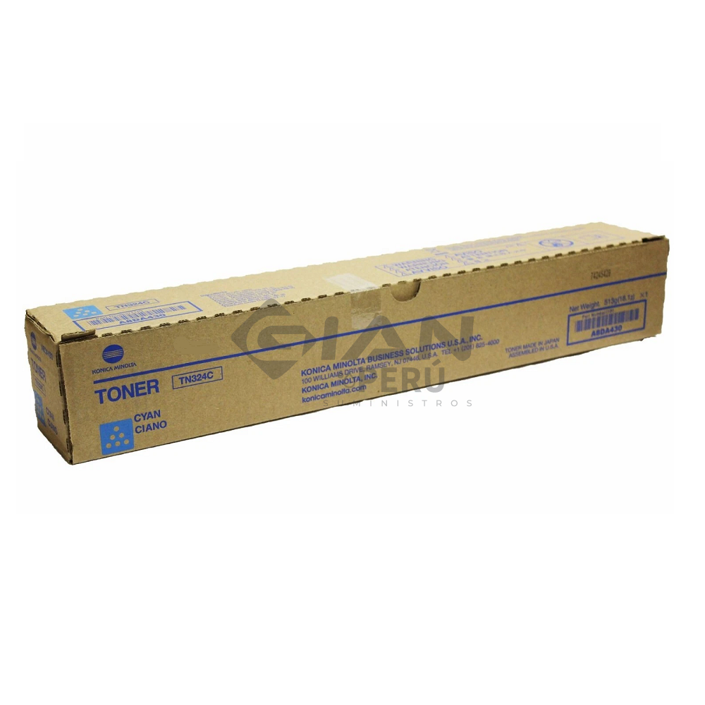 Compra el tóner Konica Minolta TN-324 Cyan (TN324C / A8DA450). Rendimiento 26.000 páginas. Compatible con Bizhub C258, C308 y C368.