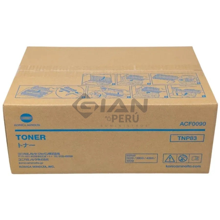 Compra el Tóner Konica Minolta TNP-83 Negro Original ACF0090 para Bizhub 4000i y 4020i. Rendimiento de hasta 12,000 páginas.