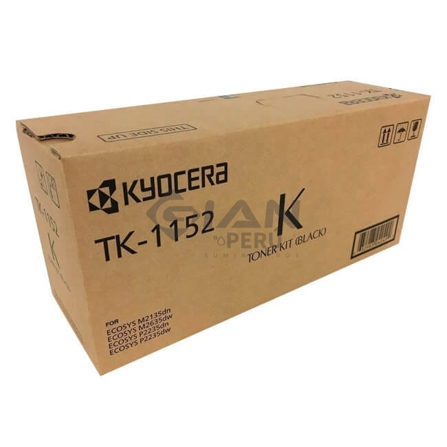 El Cartucho De Toner Kyocera TK-1152 Black, Es Compatible Con Impresoras Kyocera Ecosys M2135dn | M2235dn, Rendimiento De 3000 Págs.