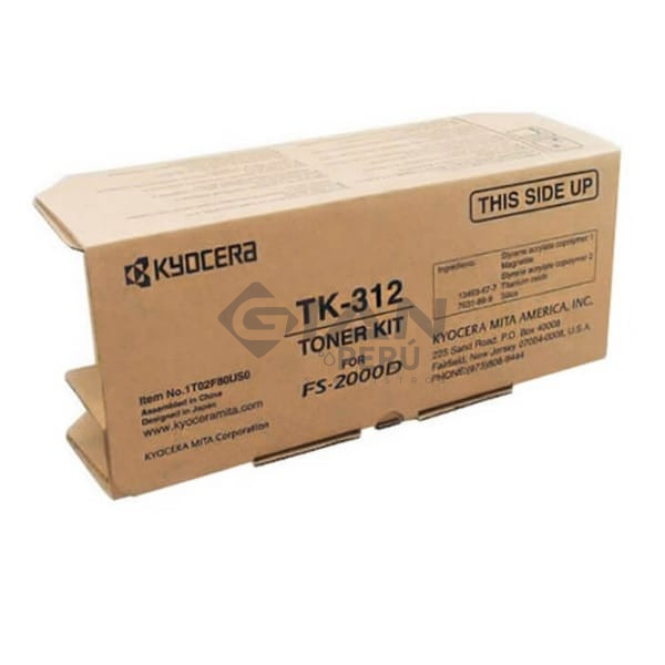 El Cartucho De Toner Kyocera TK-312 Black, Es Compatible Con Impresoras Kyocera fs-2000D | FS-2000DN, Rendimiento De 12.000 Páginas.