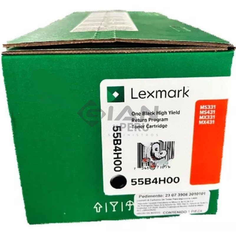 El tóner Lexmark 55B4H00 Negro ha sido diseñado para proporcionar impresiones profesionales, rendimiento constante y máxima.