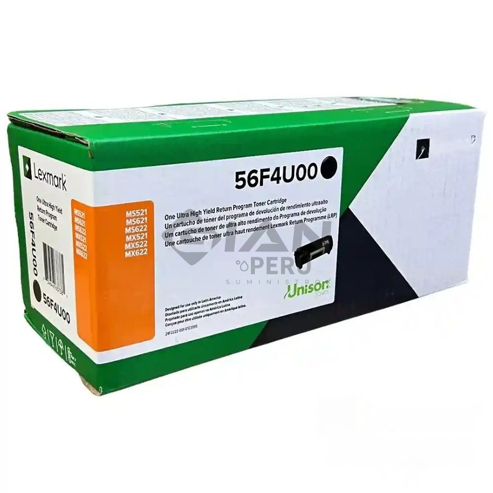 Compra el tóner Lexmark 56F4U00 original negro de ultra alto rendimiento. Imprime hasta 25,000 páginas con excelente calidad.
